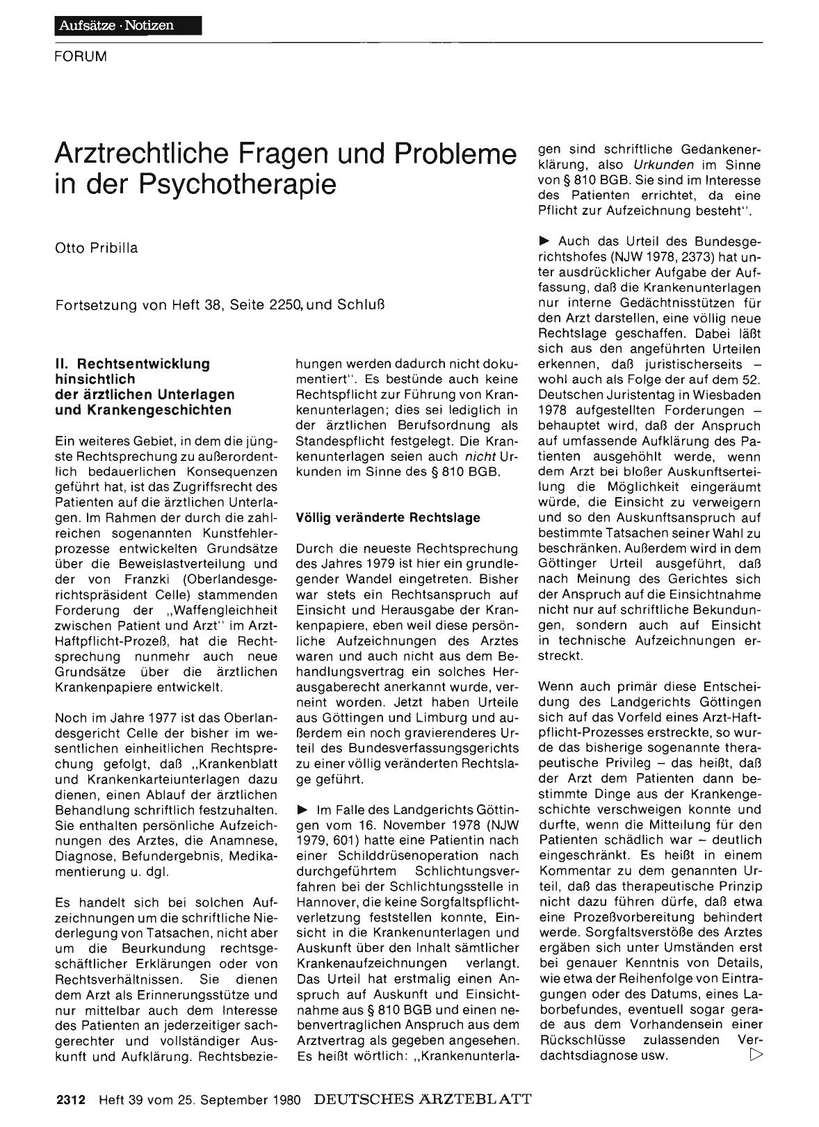 Vorschauseite 1: Arztrechtliche Fragen und Probleme in der Psychotherapie