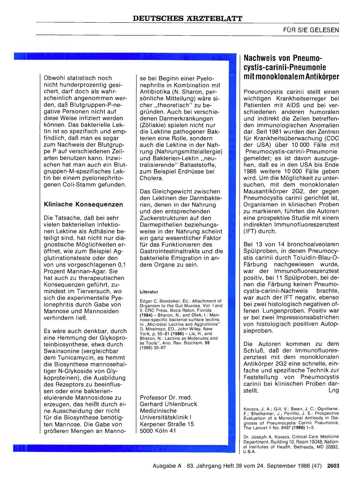 Vorschauseite 1: Nachweis von Pneumocystis-carinii-Pneumonie mit monoklonalem Antikörper