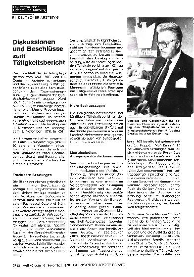 Vorschauseite 1: Diskussionen und Beschlüsse zum Tätigkeitsbericht