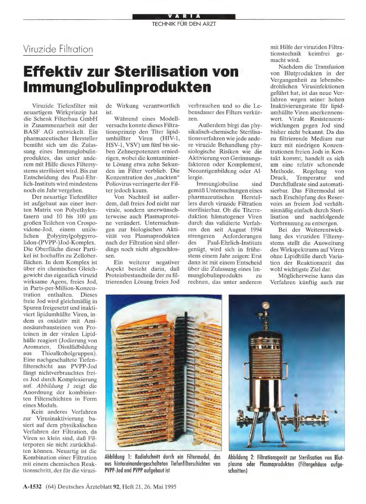 Vorschauseite 1: Viruzide Filtration: Effektiv zur Sterilisation von Immunglobulinprodukten