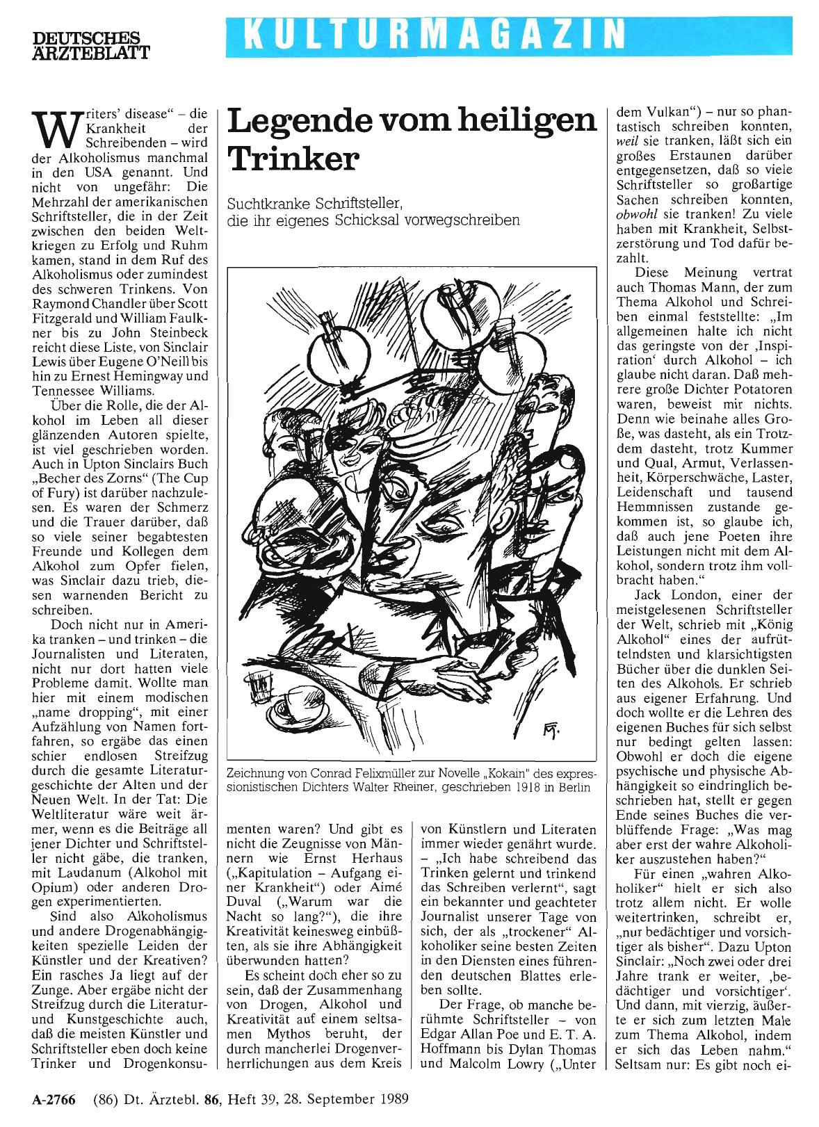 Vorschauseite 1: Legende vom heiligen Trinker: Suchtkranke Schriftsteller, die ihr eigenes Schicksal vorwegschreiben