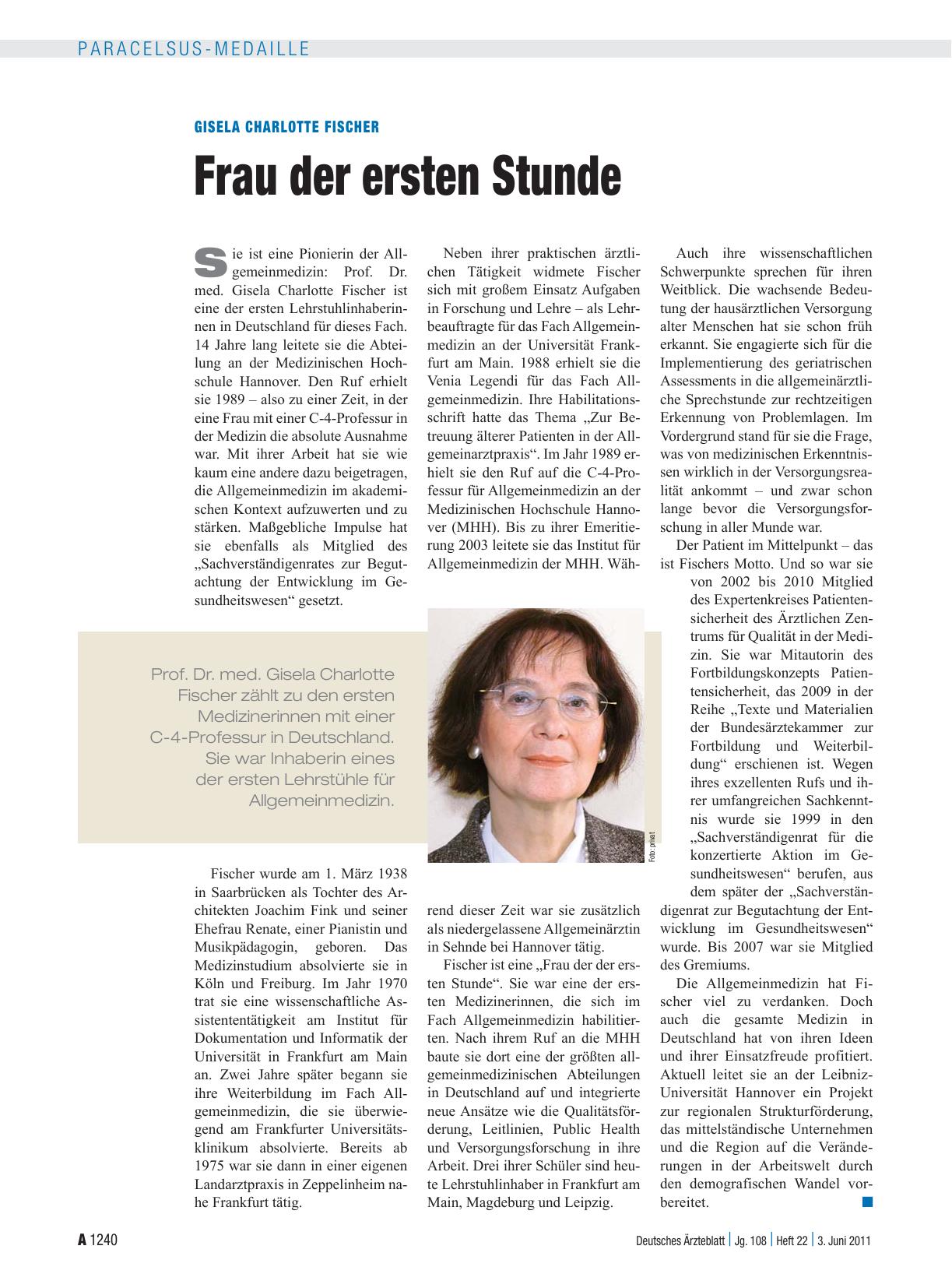 Vorschauseite 1: Gisela Charlotte Fischer: Frau der ersten Stunde