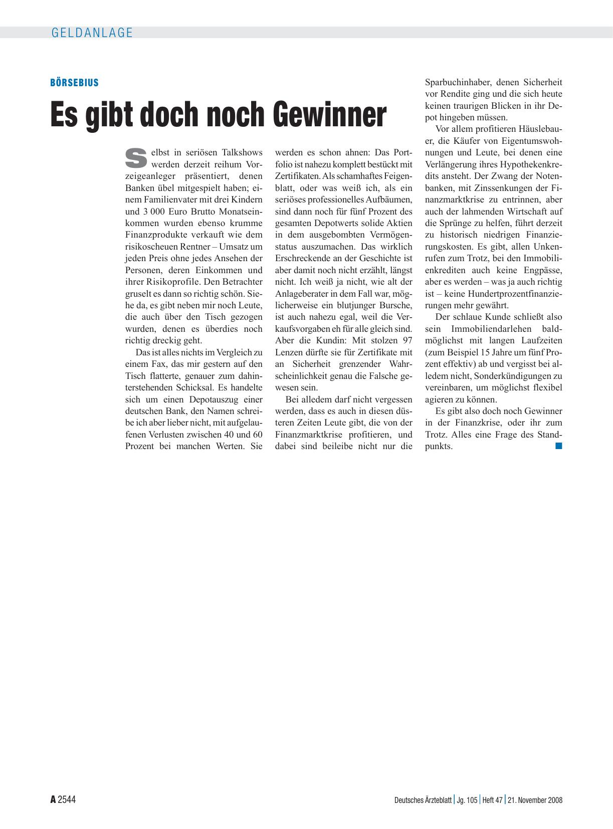 Vorschauseite 1: Börsebius: Es gibt doch noch Gewinner