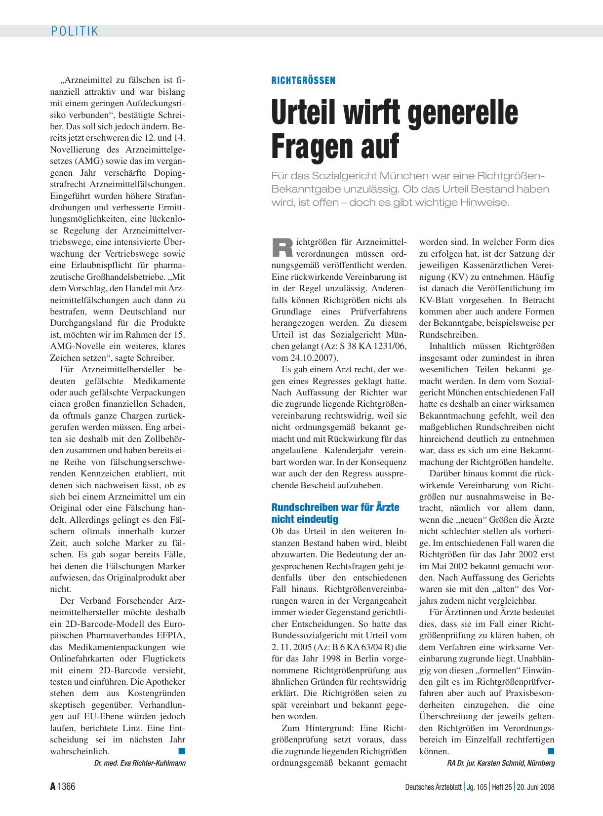 Vorschauseite 1: Richtgrößen: Urteil wirft generelle Fragen auf
