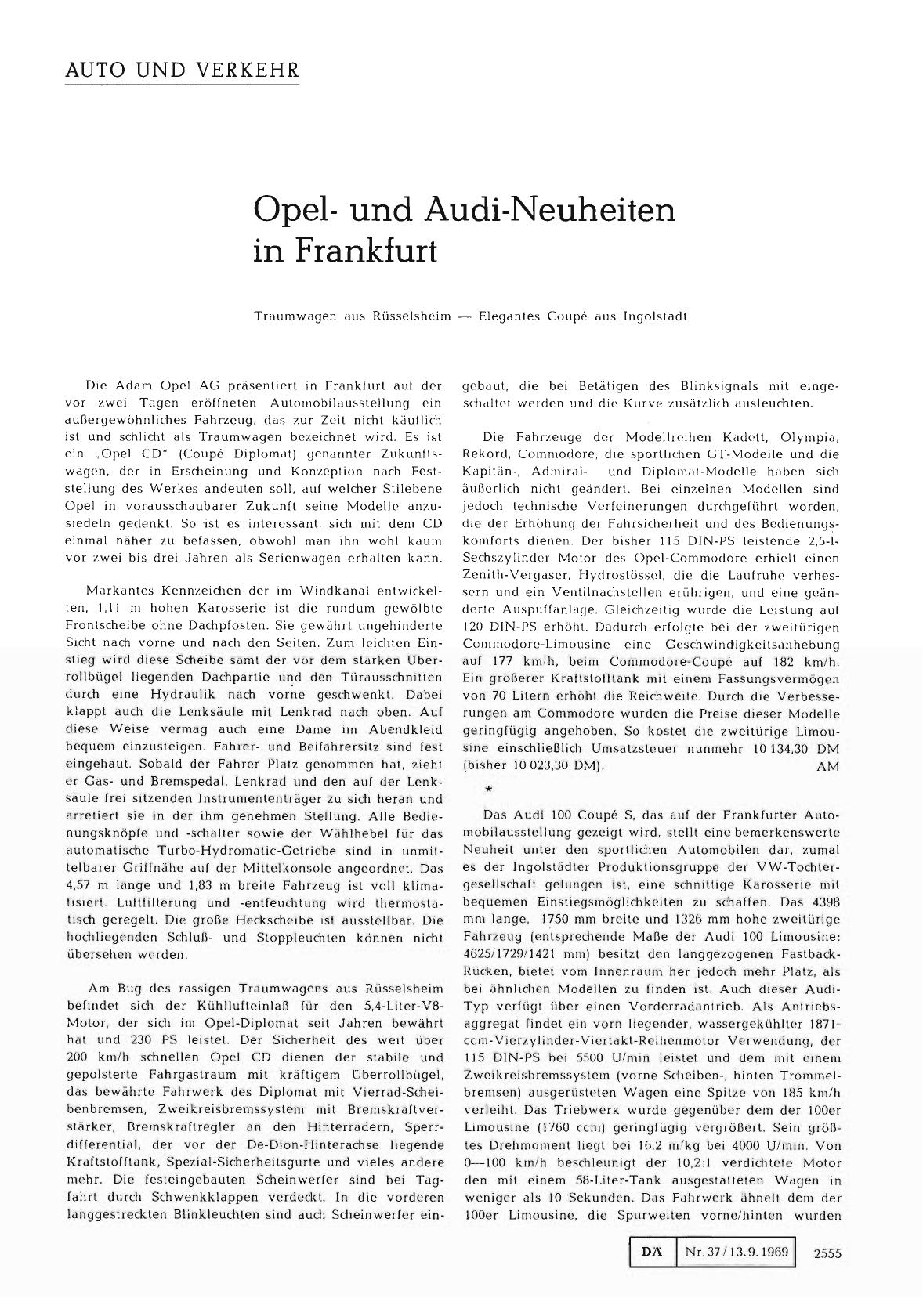 Vorschauseite 1: Opelund Audi-Neuheiten in Frankfurt