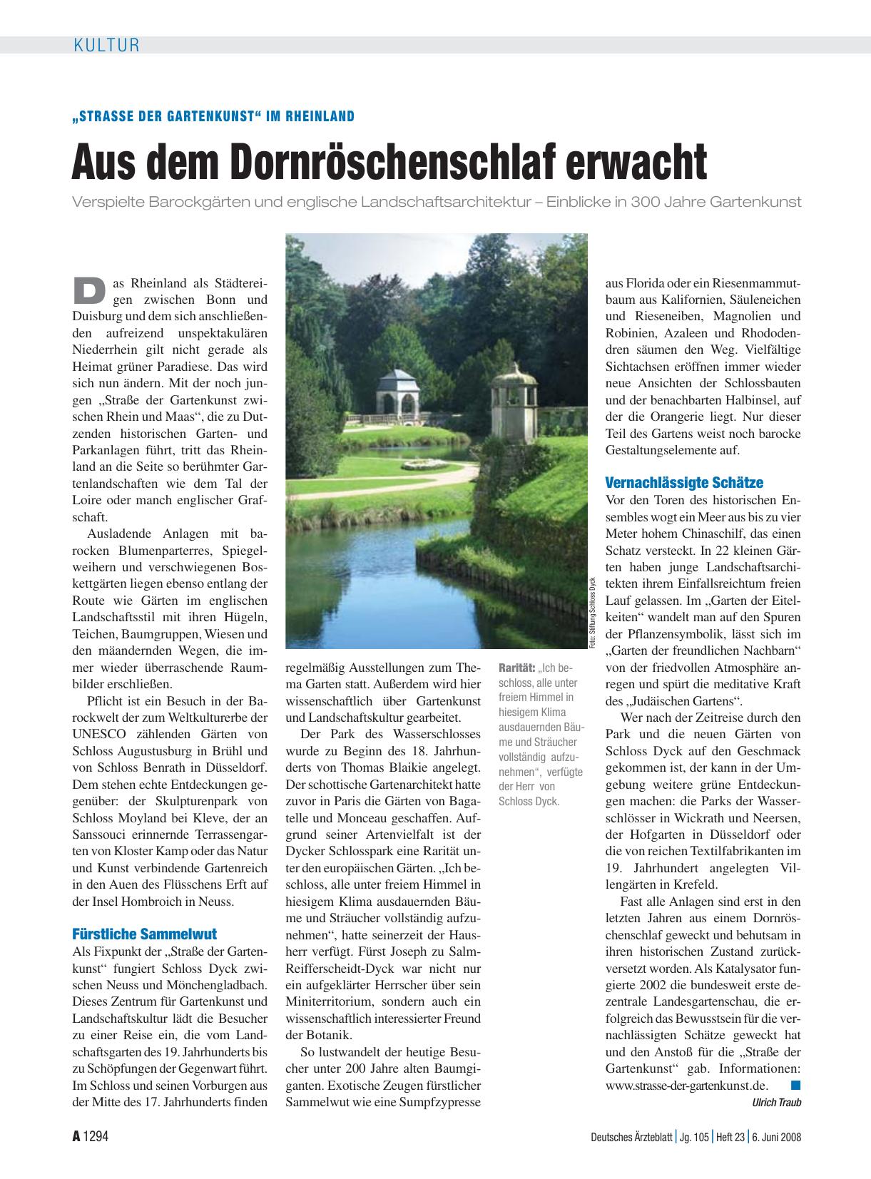 Vorschauseite 1: „Straße der Gartenkunst“ im Rheinland: Aus dem Dornröschenschlaf erwacht