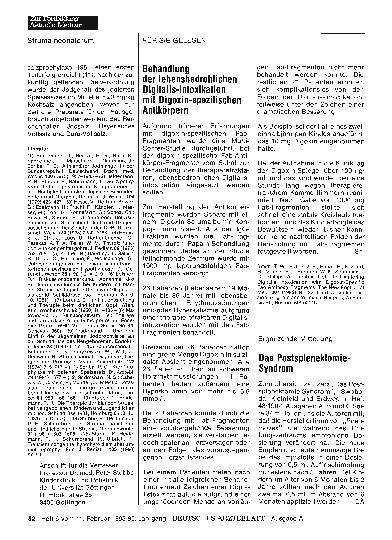 Vorschauseite 1: Behandlung der lebensbedrohlichen Digitalis-Intoxikation mit Digoxin-spezifischen Antikörpern