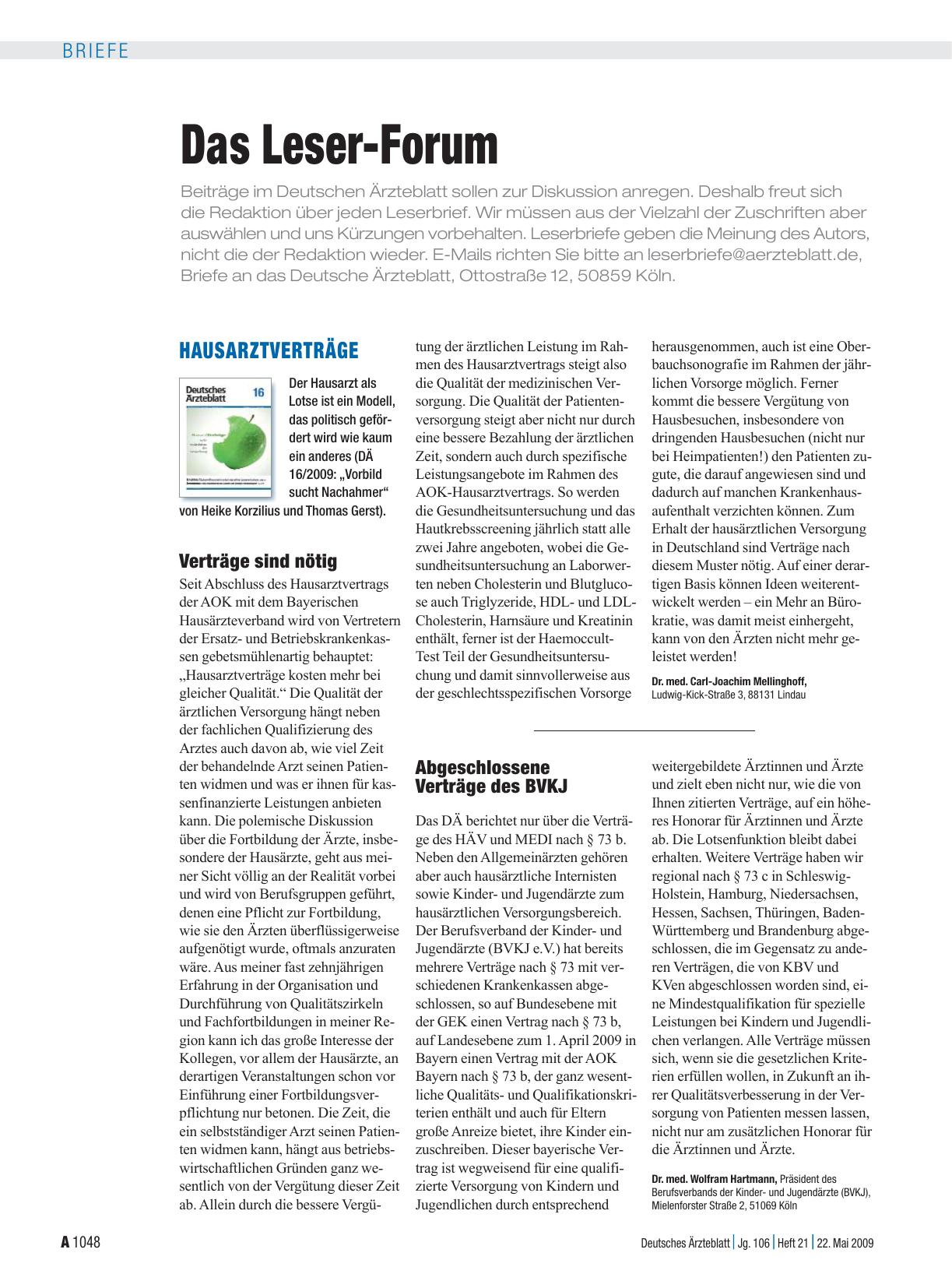 Vorschauseite 1: Hausarztverträge: Abgeschlossene Verträge des BVKJ