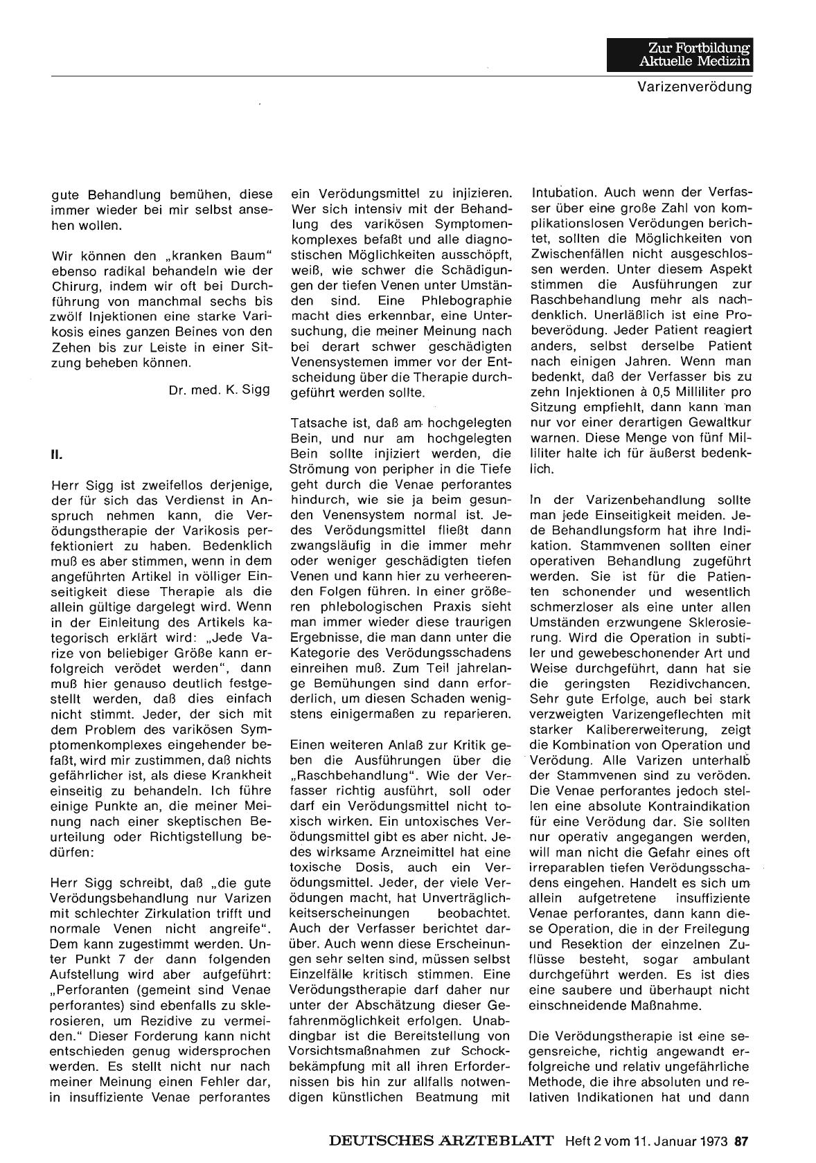 Vorschauseite 1: Varizenverödung am hochgelagerten Bein: II.