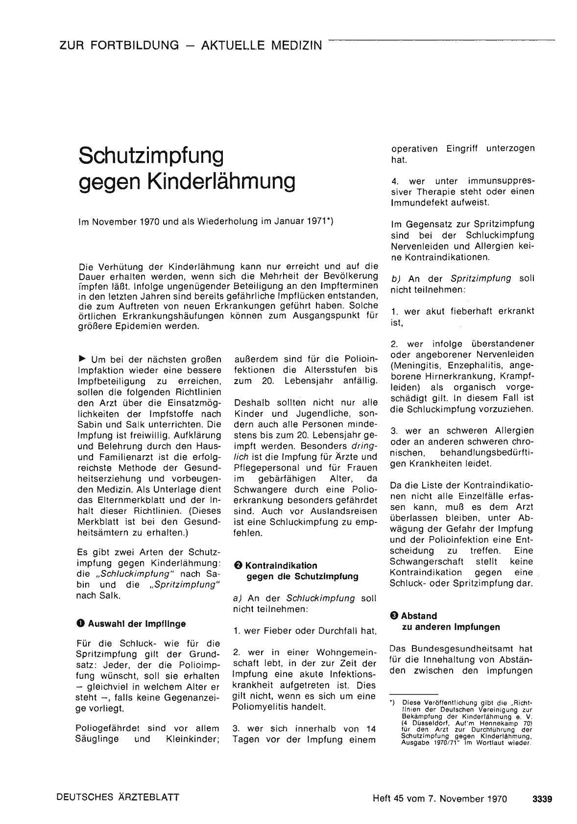 Vorschauseite 1: Schutzimpfung gegen Kinderlähmung