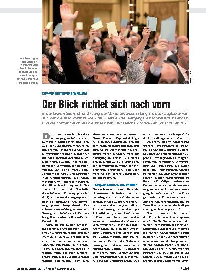 Vorschauseite 1: KBV-Vertreterversammlung: Der Blick richtet sich nach vorn