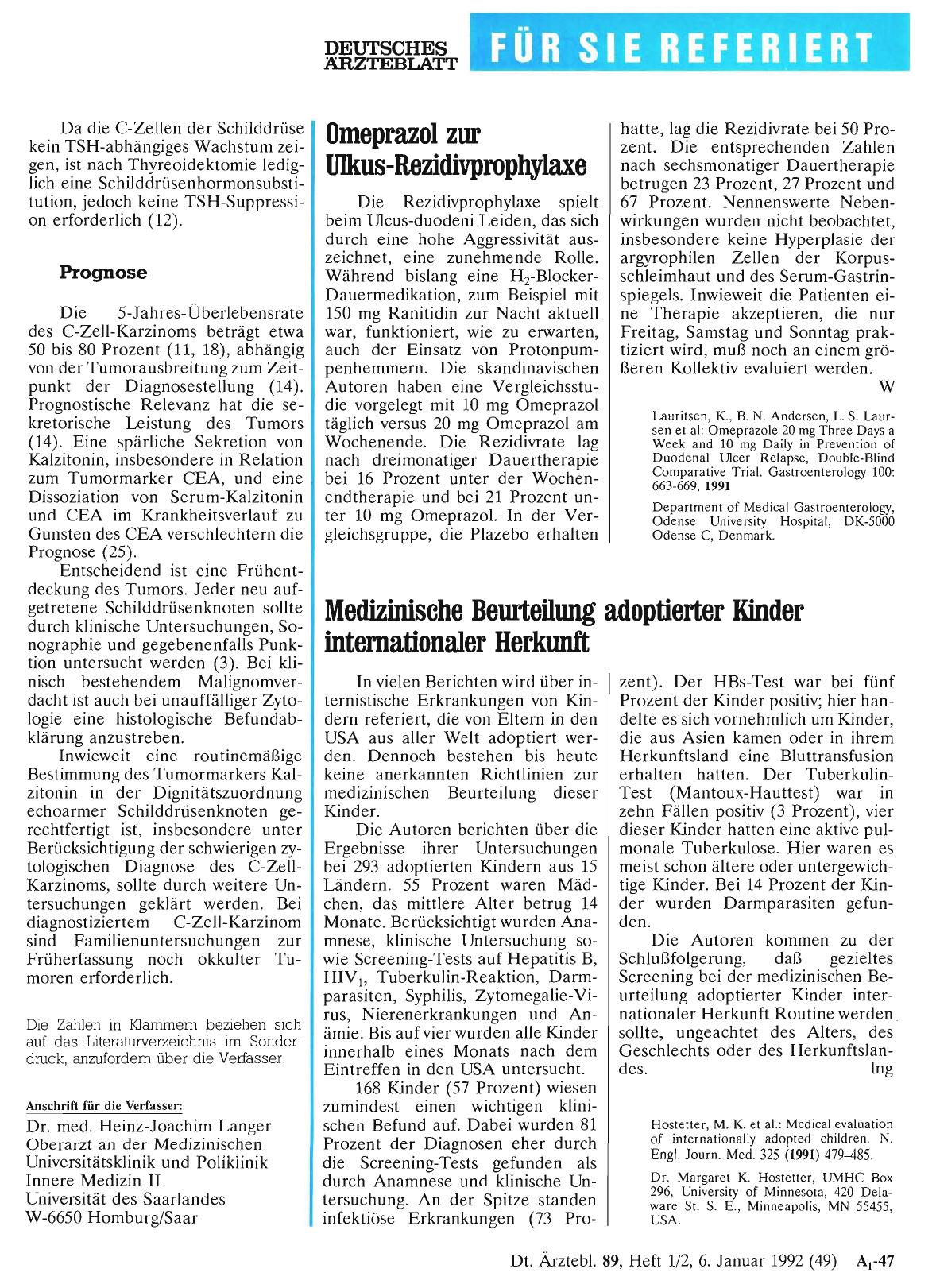 Vorschauseite 1: Omeprazol zur Ulkus-Rezidivprophylaxe