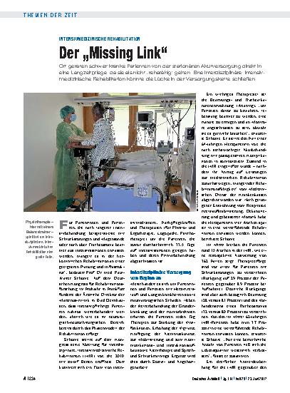 Vorschauseite 1: Intensivmedizinische Rehabilitation: Der „Missing Link“