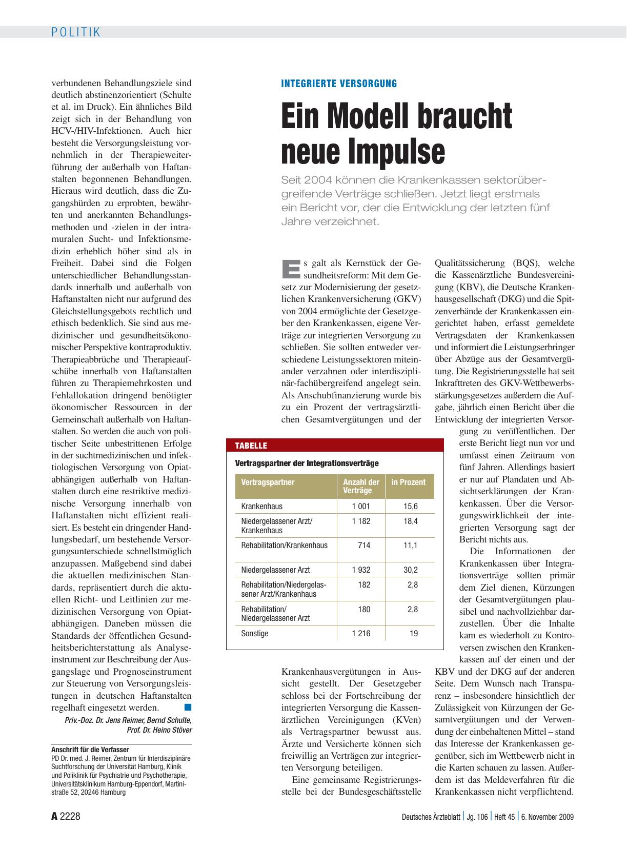 Vorschauseite 1: Integrierte Versorgung: Ein Modell braucht neue Impulse