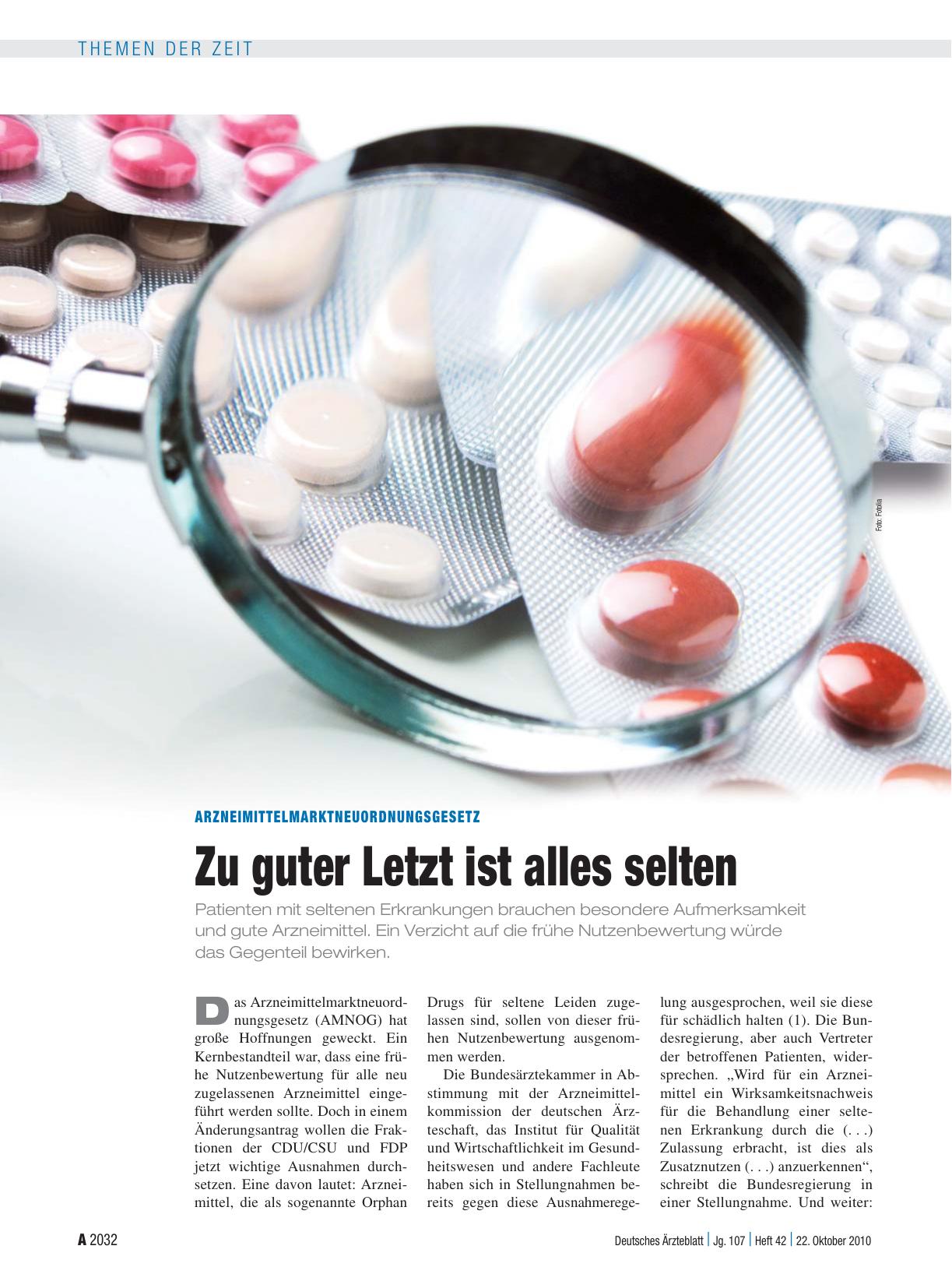 Vorschauseite 1: Arzneimittelmarktneuordnungsgesetz: Zu guter Letzt ist alles selten