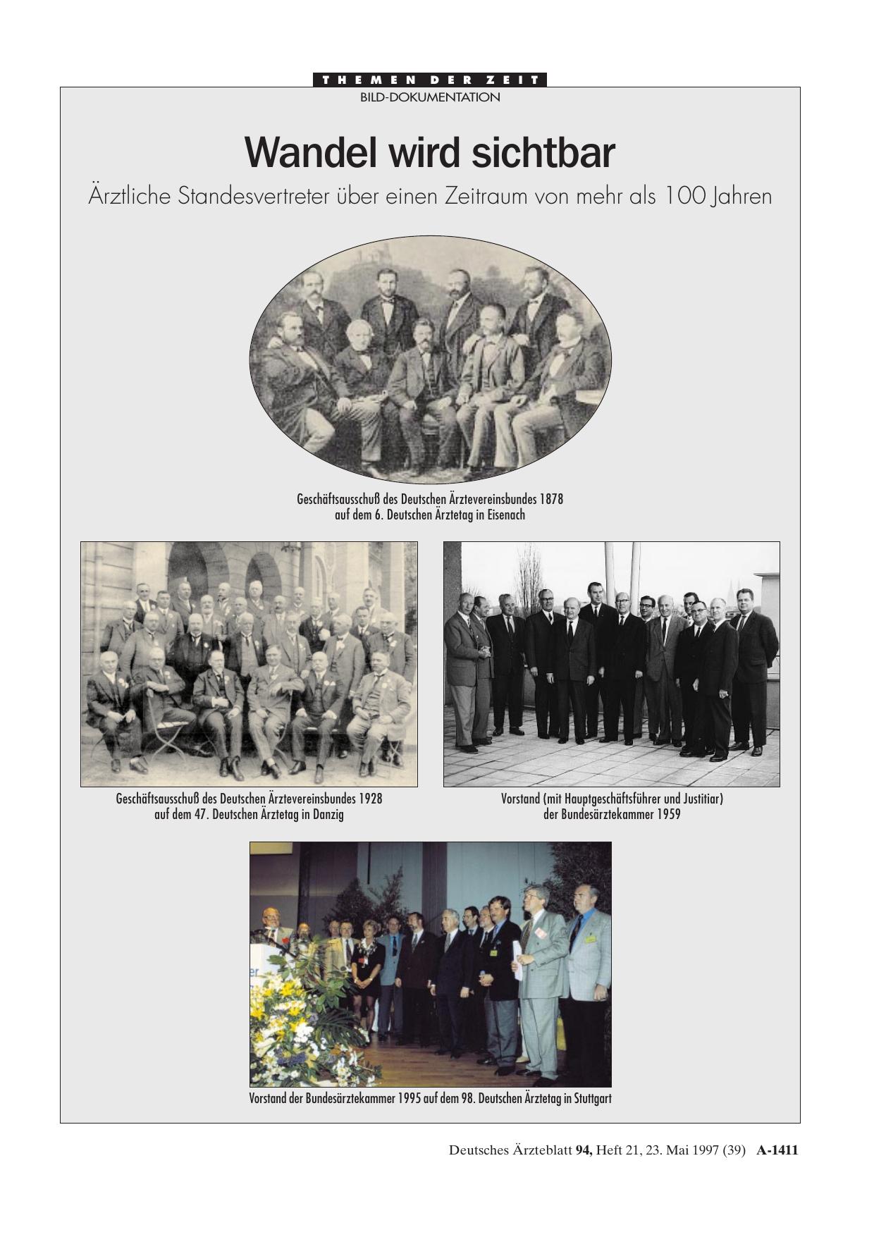 Vorschauseite 1: Wandel wird sichtbar: Ärztliche Standesvertreter über einen Zeitraum von mehr als 100 Jahren