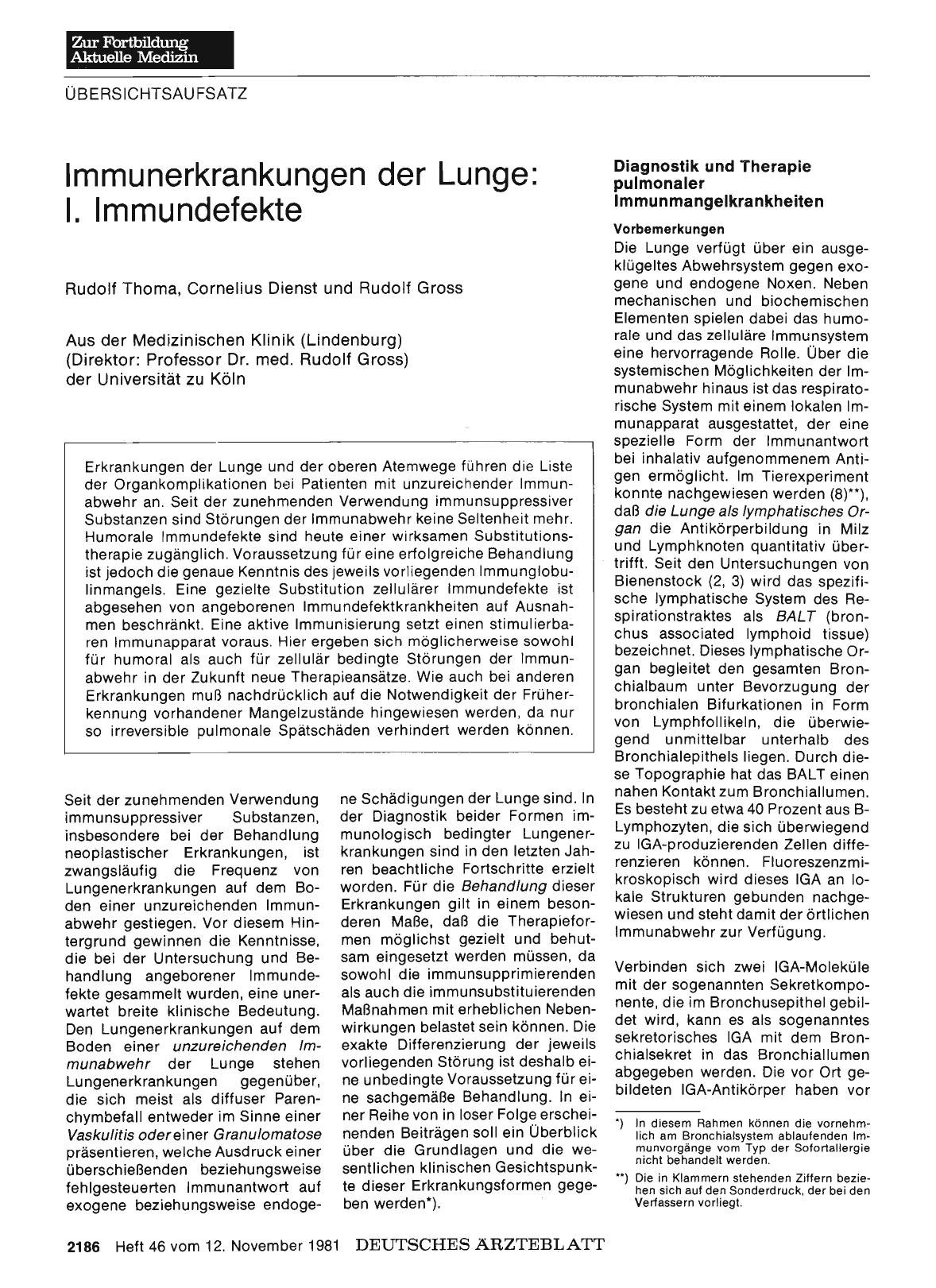 Vorschauseite 1: Immunerkrankungen der Lunge: I. Immundefekte