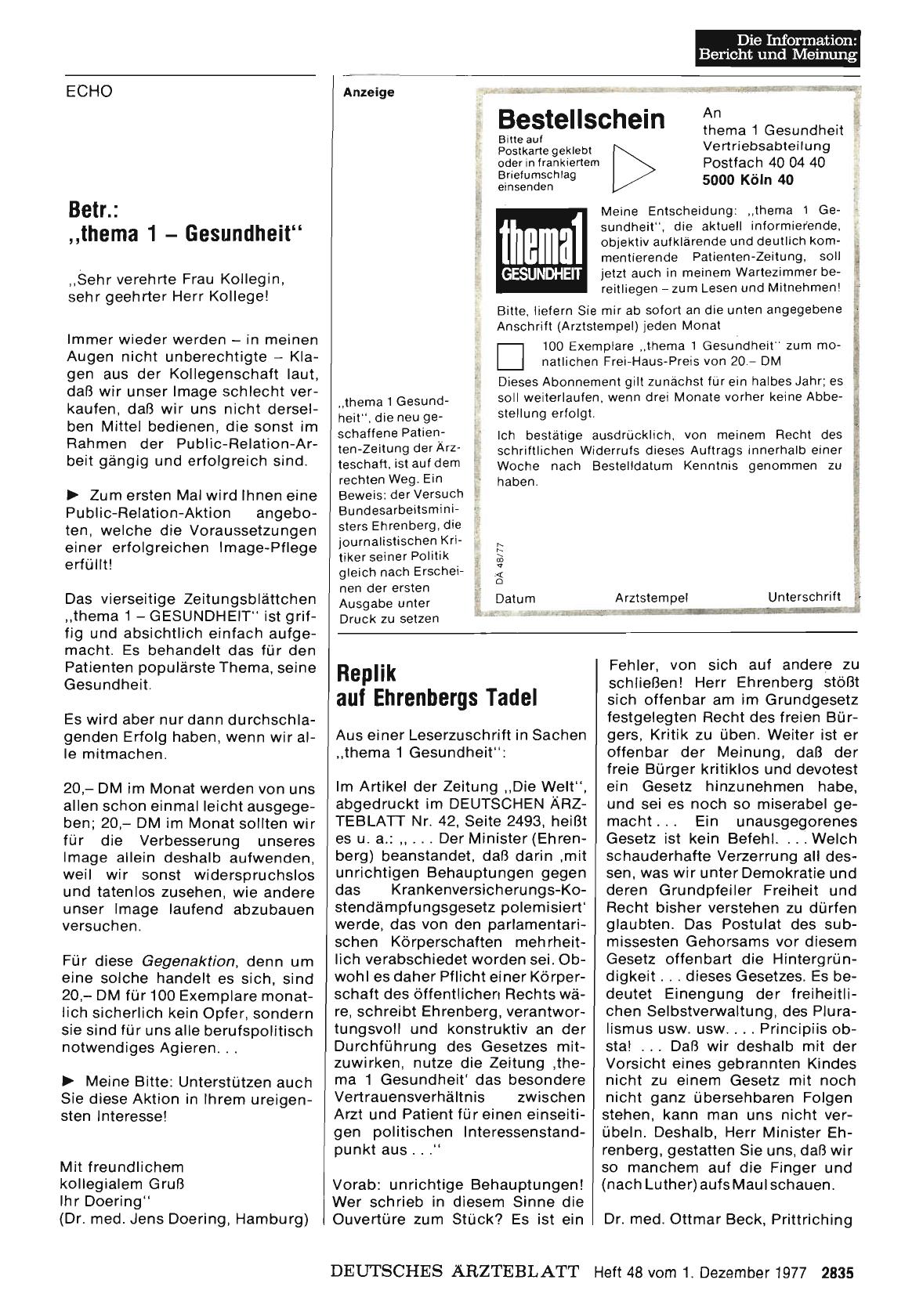 Vorschauseite 1: Betr. : „thema 1 - Gesundheit“