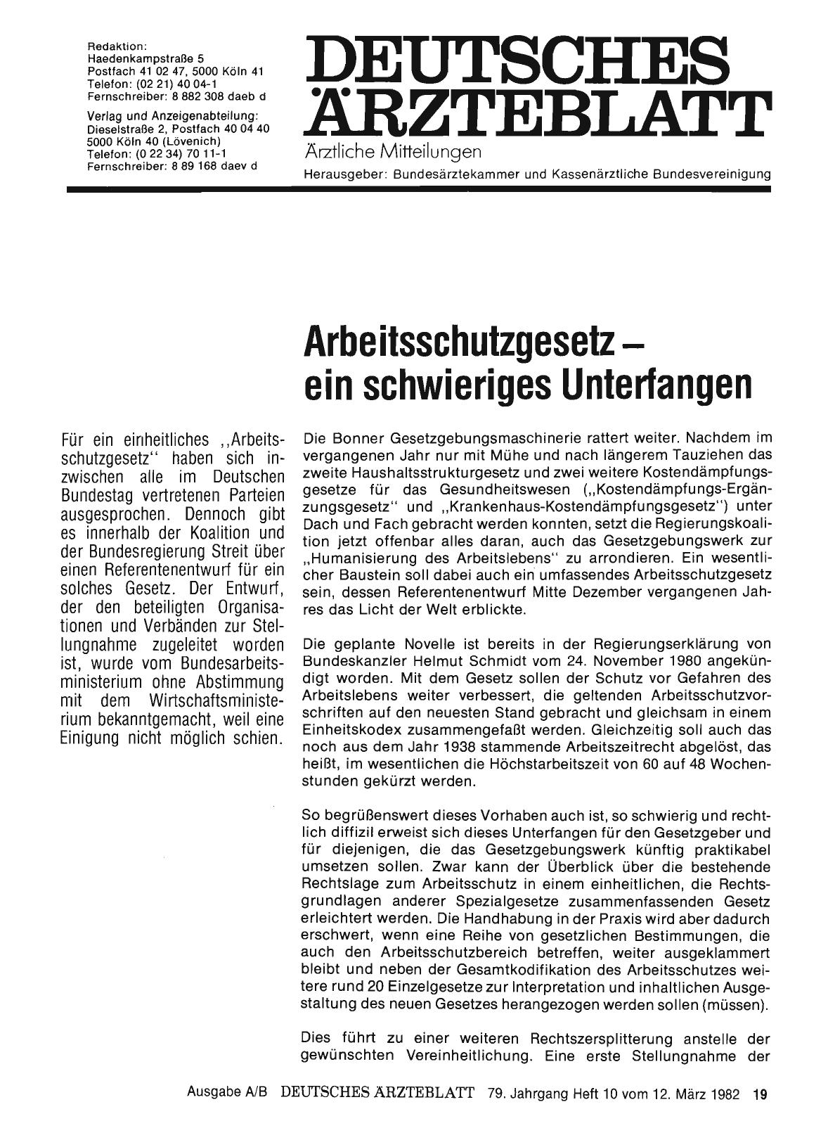Vorschauseite 1: Arbeitsschutzgesetz — ein schwieriges Unterfangen