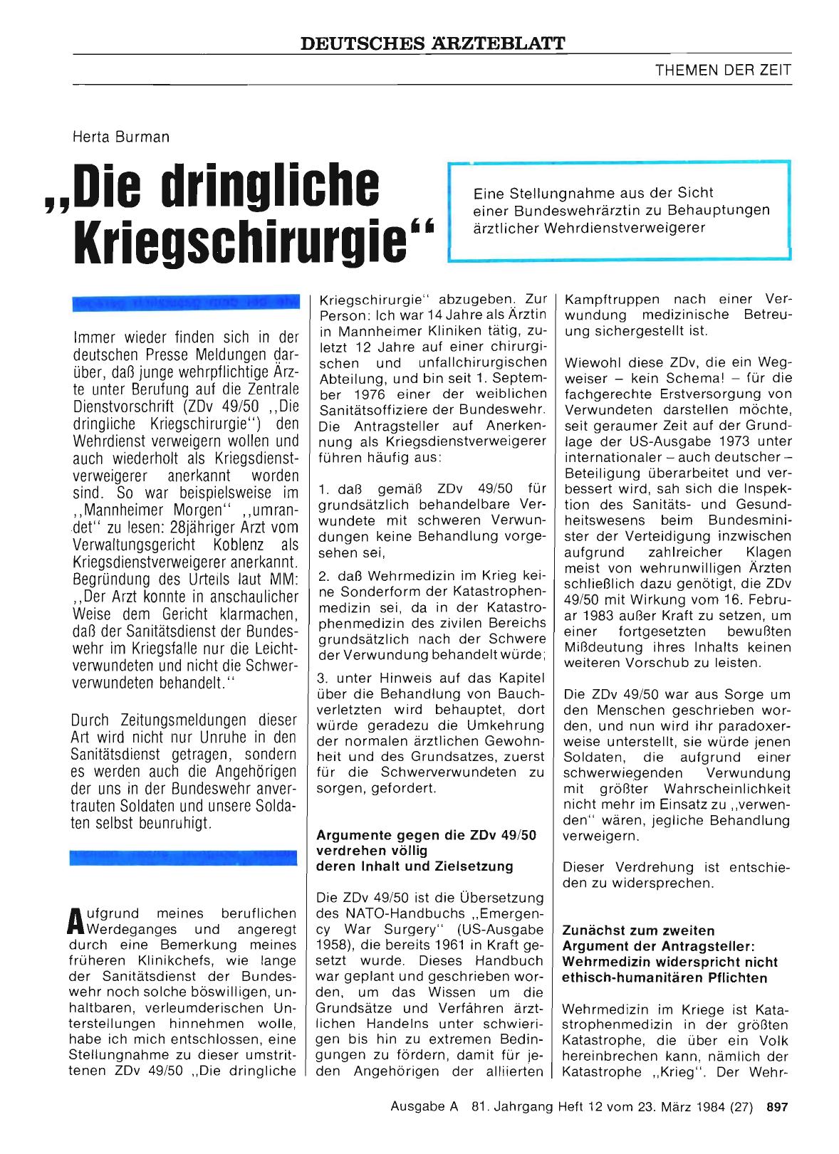 Vorschauseite 1: „Die dringliche Kriegschirurgie„