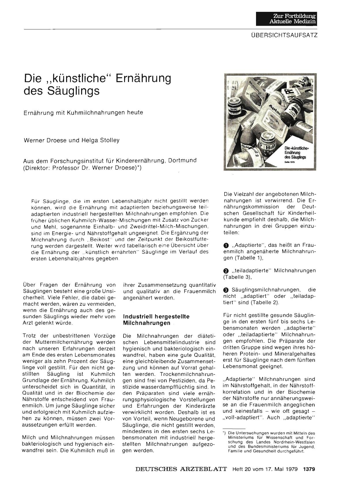 Vorschauseite 1: Die „künstliche“ Ernährung des Säuglings