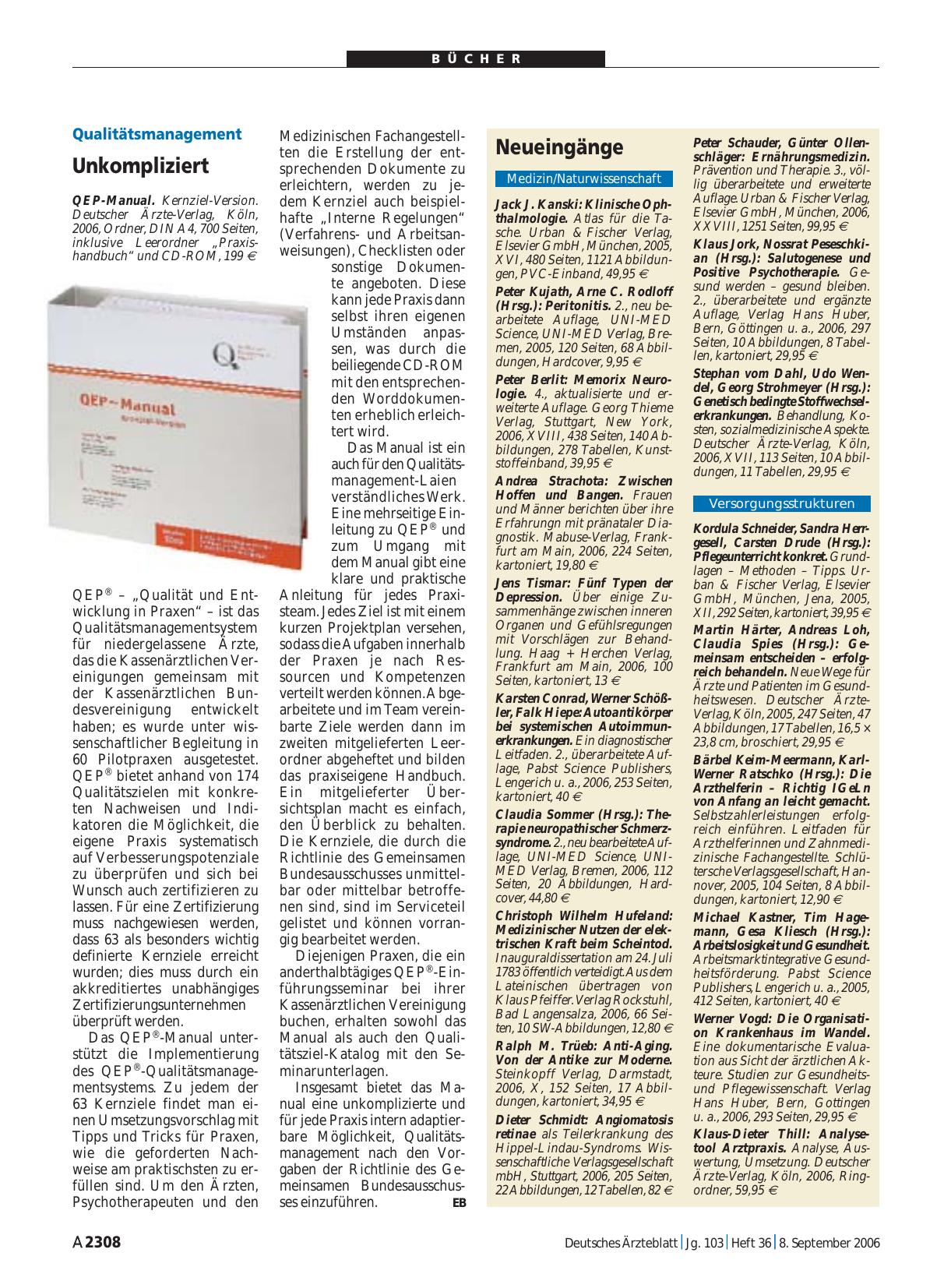 Vorschauseite 1: QEP-Manual. Kernziel-Version