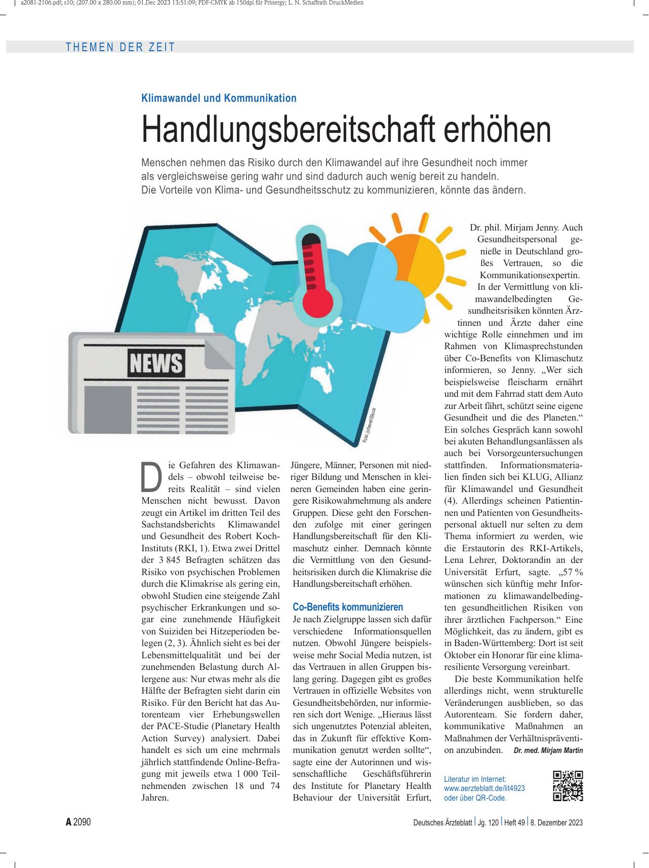 Vorschauseite 1: Klimawandel und Kommunikation: Handlungsbereitschaft erhöhen