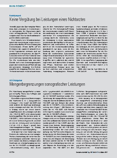 Vorschauseite 1: GOÄ-Ratgeber: Mengenbegrenzungen sonografischer Leistungen