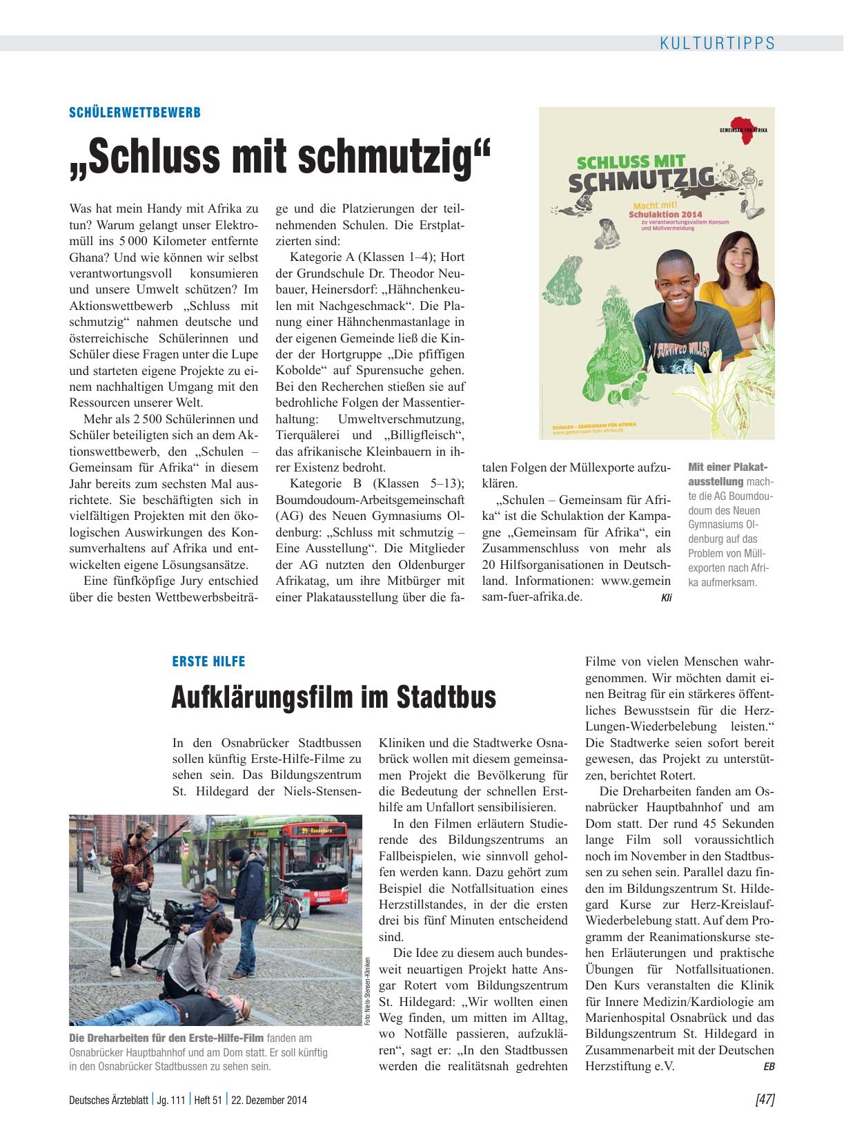 Vorschauseite 1: Erste Hilfe: Aufklärungsfilm im Stadtbus