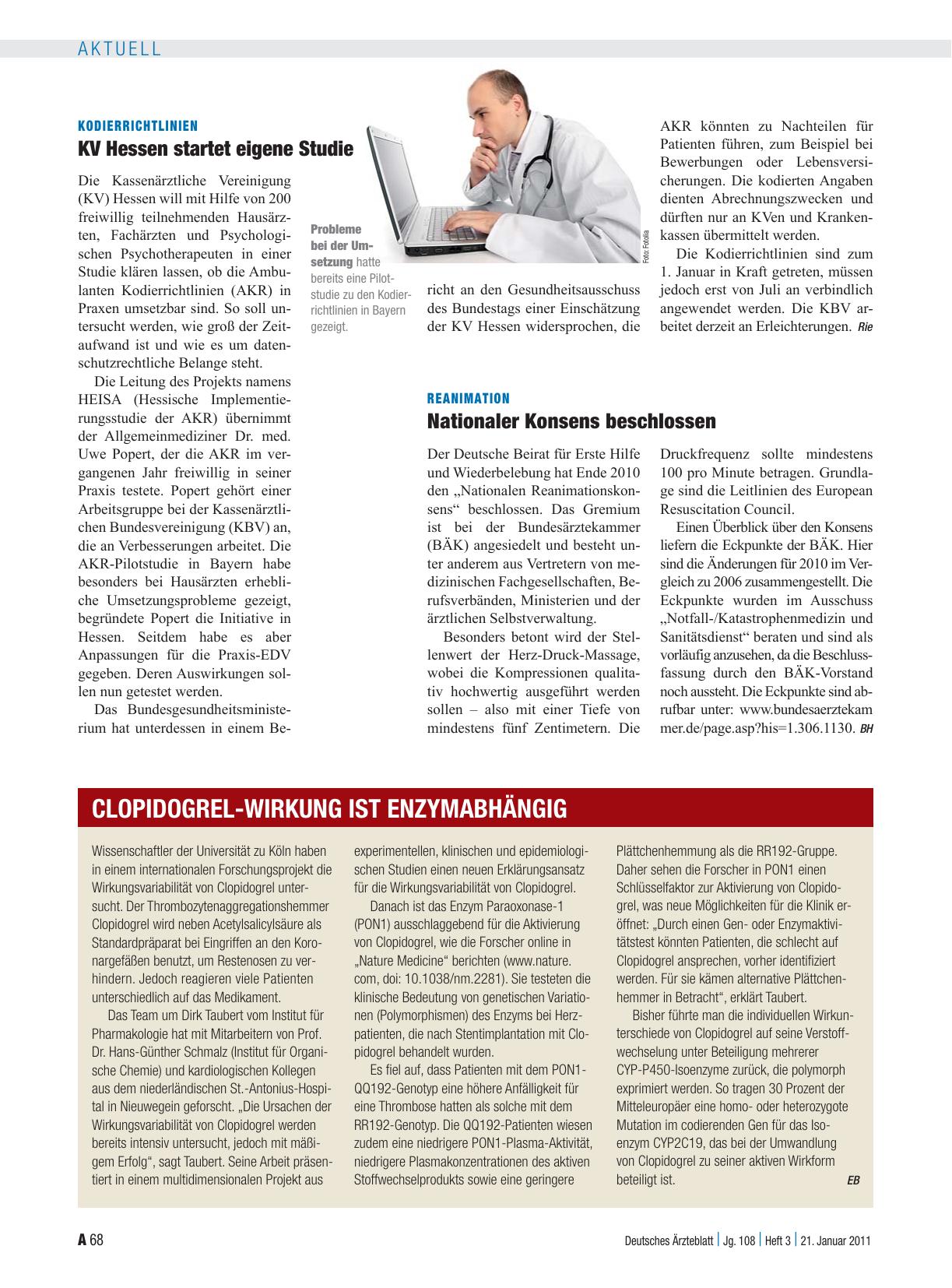 Vorschauseite 1: Clopidogrel-Wirkung ist enzymabhängig