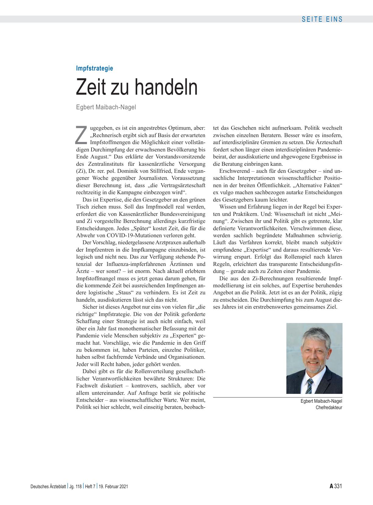 Vorschauseite 1: Impfstrategie: Zeit zu handeln