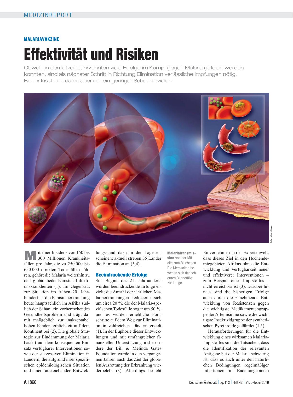 Vorschauseite 1: Malariavakzine: Effektivität und Risiken