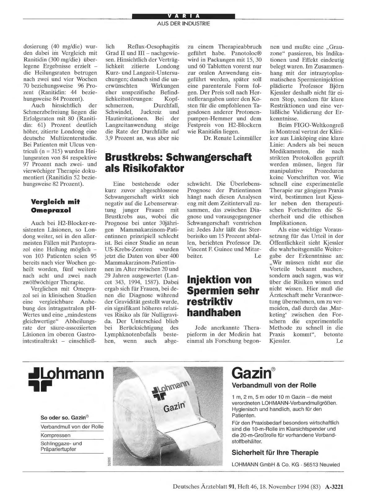Vorschauseite 1: Injektion von Spermien sehr restriktiv handhaben