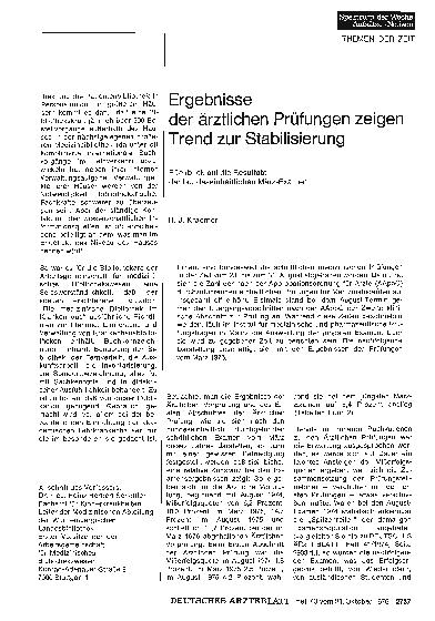 Vorschauseite 1: Ergebnisse der ärztlichen Prüfungen zeigen Trend zur Stabilisierung