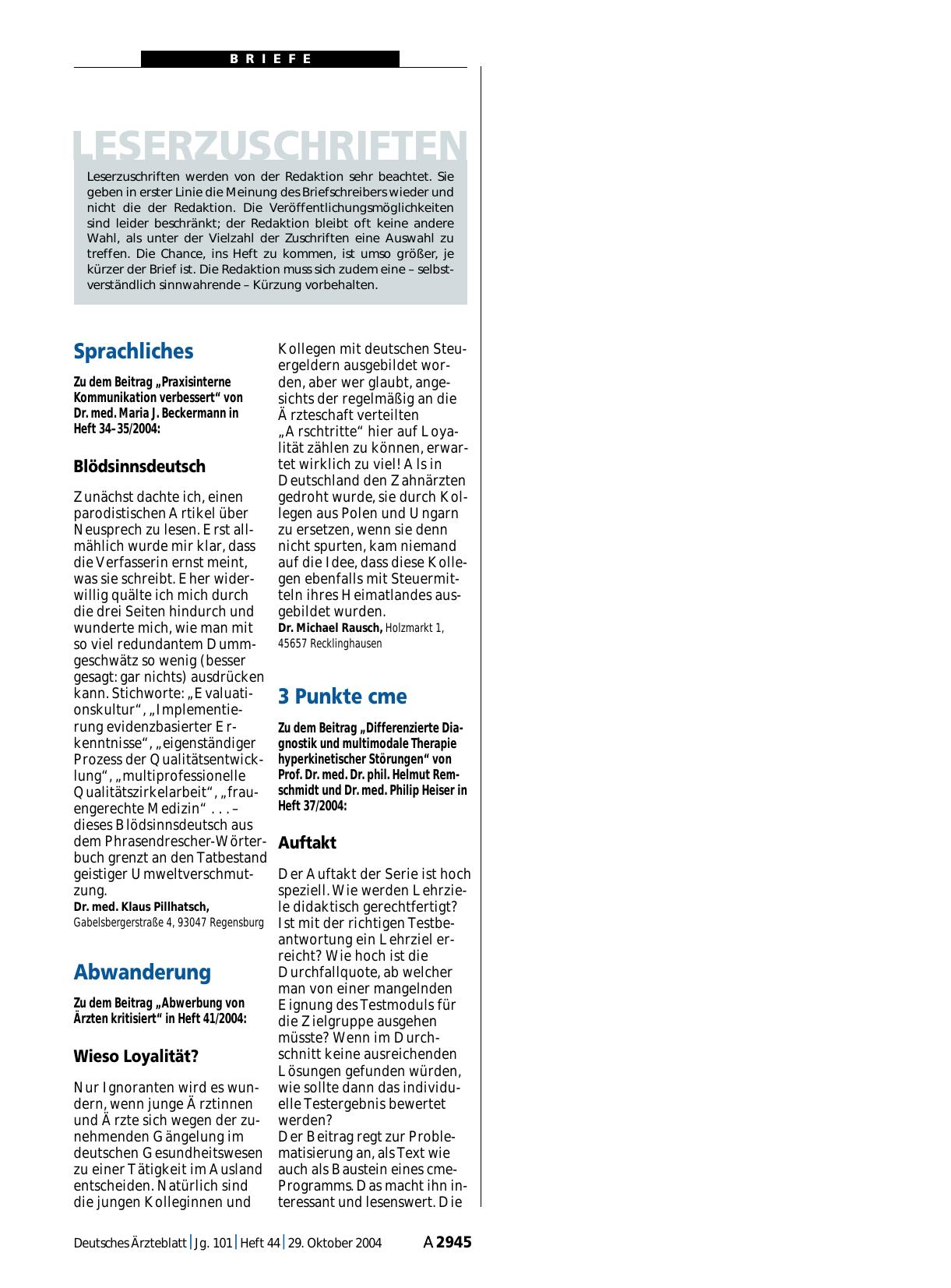 Vorschauseite 1: 3 Punkte cme: Auftakt
