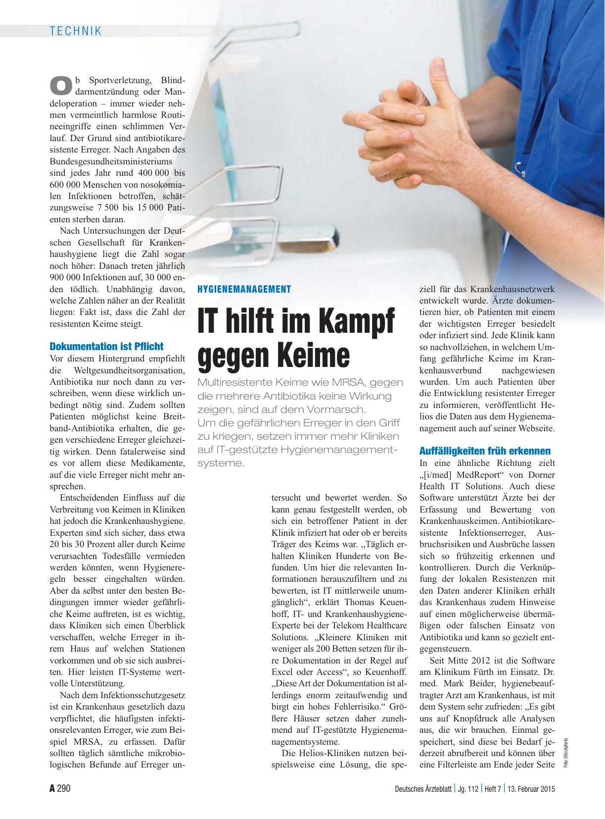 Vorschauseite 1: Hygienemanagement: IT hilft im Kampf gegen Keime