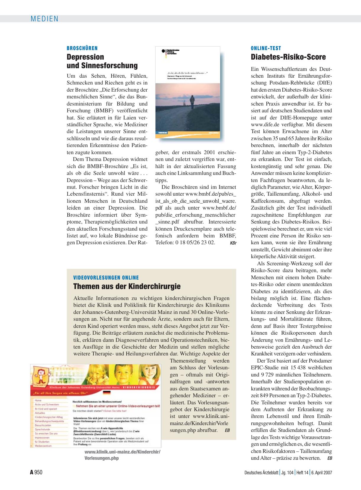 Vorschauseite 1: Online-Test: Diabetes-Risiko-Score