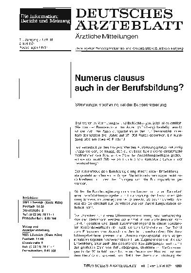 Vorschauseite 1: Numerus clausus auch in der Berufsbildung?