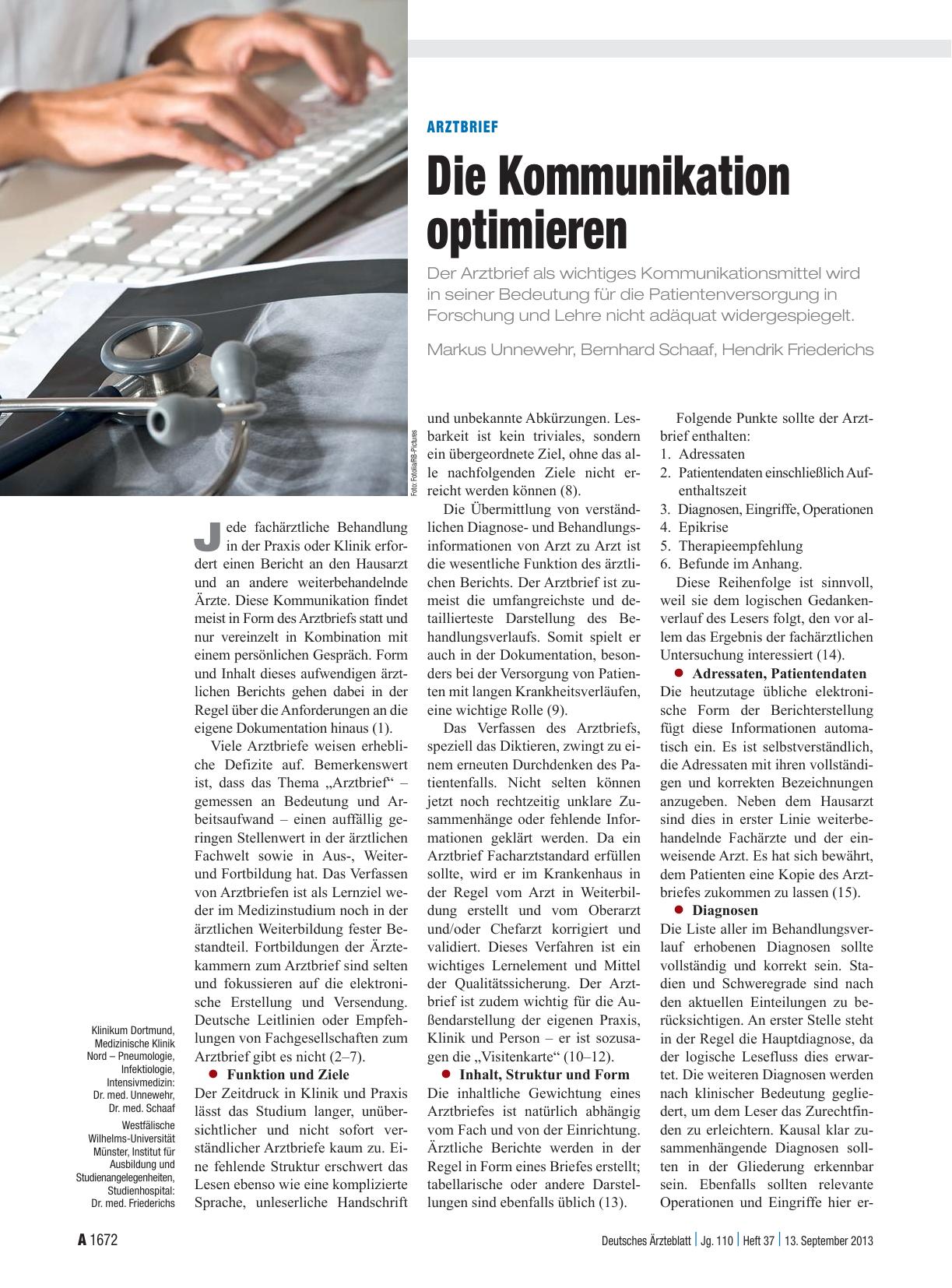 Vorschauseite 1: Arztbrief: Die Kommunikation optimieren