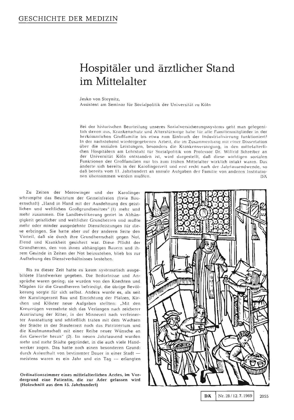 Vorschauseite 1: Hospitäler und ärztlicher Stand im Mittelalter