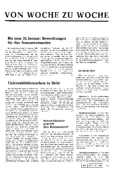 Vorschauseite 1: Universitätsfernsehen in Sicht