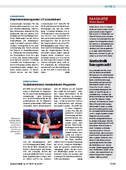 Vorschauseite 1: Bundestagswahl: Sozialdemokraten verabschieden Programm