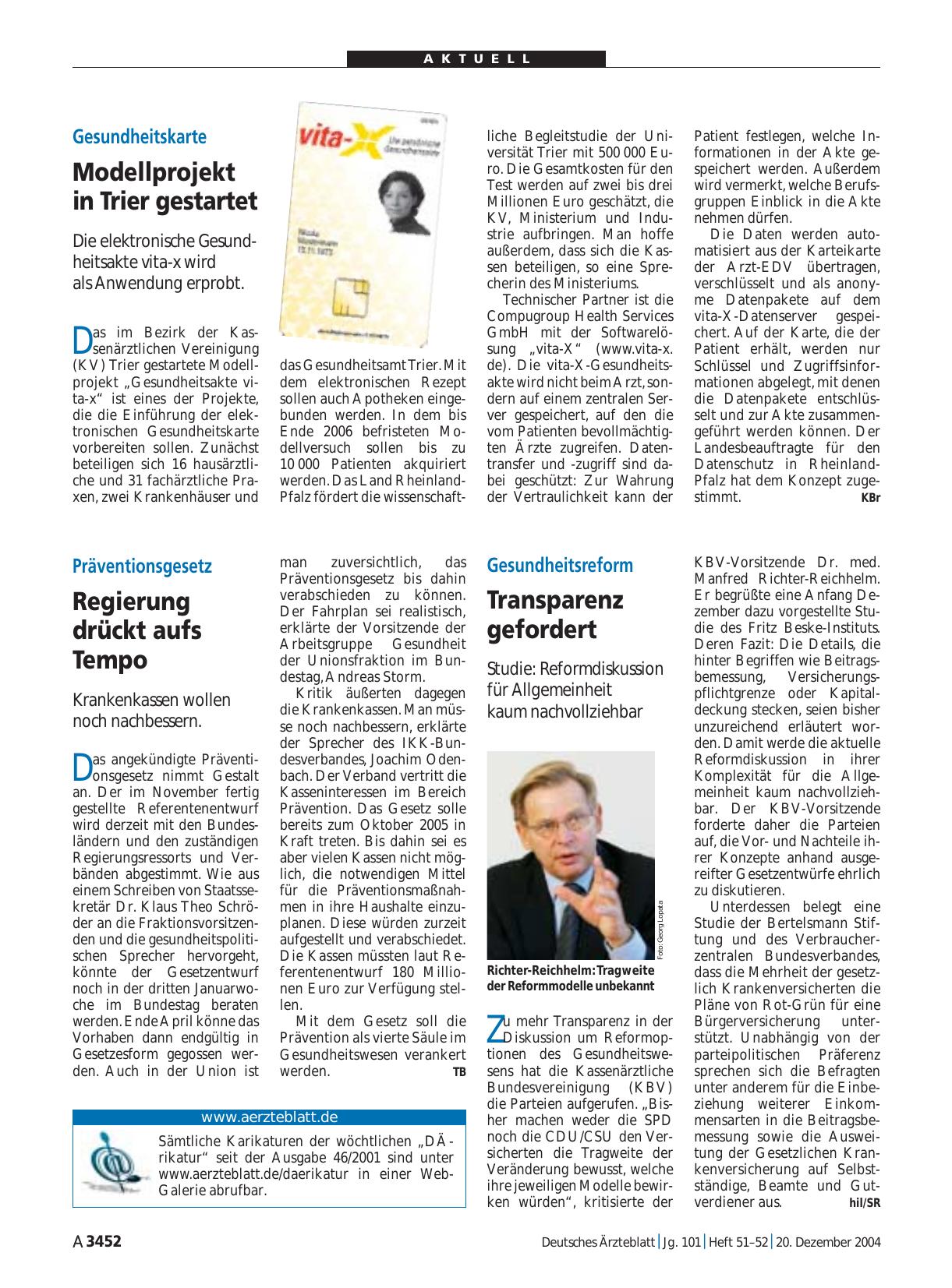 Vorschauseite 1: Gesundheitsreform: Transparenz gefordert