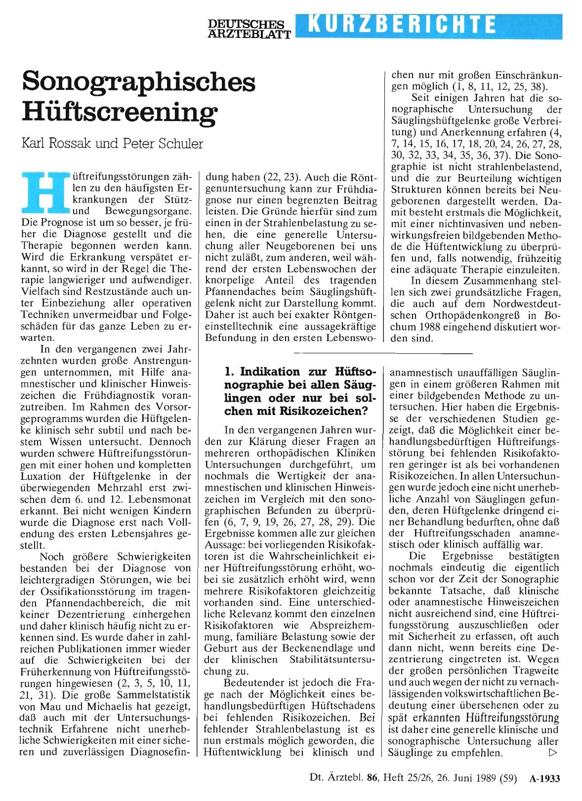 Vorschauseite 1: Sonographisches Hüftscreening