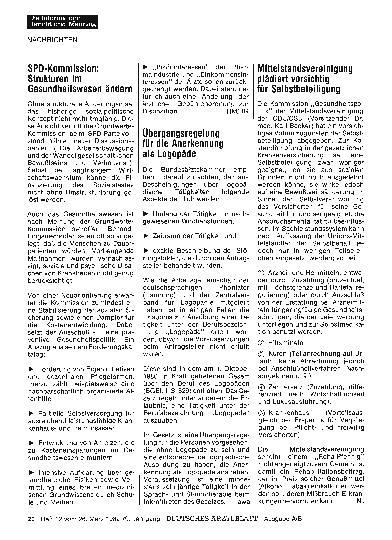 Vorschauseite 1: SPD-Kommission: Strukturen im Gesundheitswesen ändern