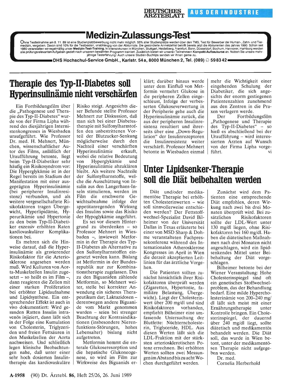 Vorschauseite 1: Therapie des Typ-Il-Diabetes soll Hyperinsulinämie nicht verschärfen