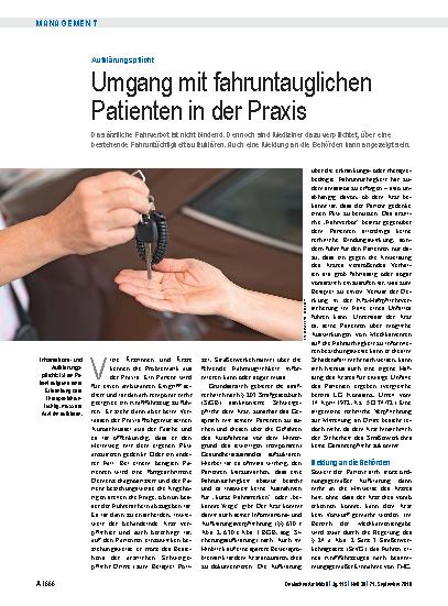 Vorschauseite 1: Aufklärungspflicht: Umgang mit fahruntauglichen Patienten in der Praxis
