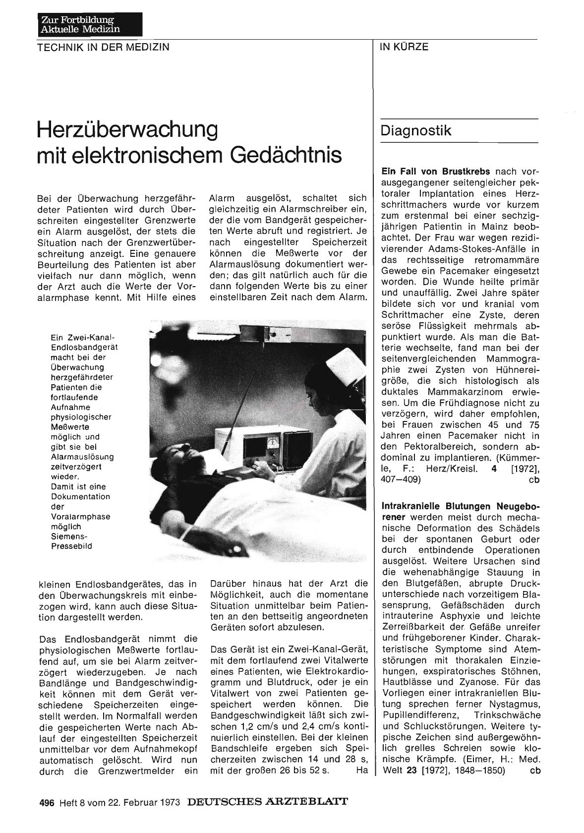 Vorschauseite 1: Herzüberwachung mit elektronischem Gedächtnis