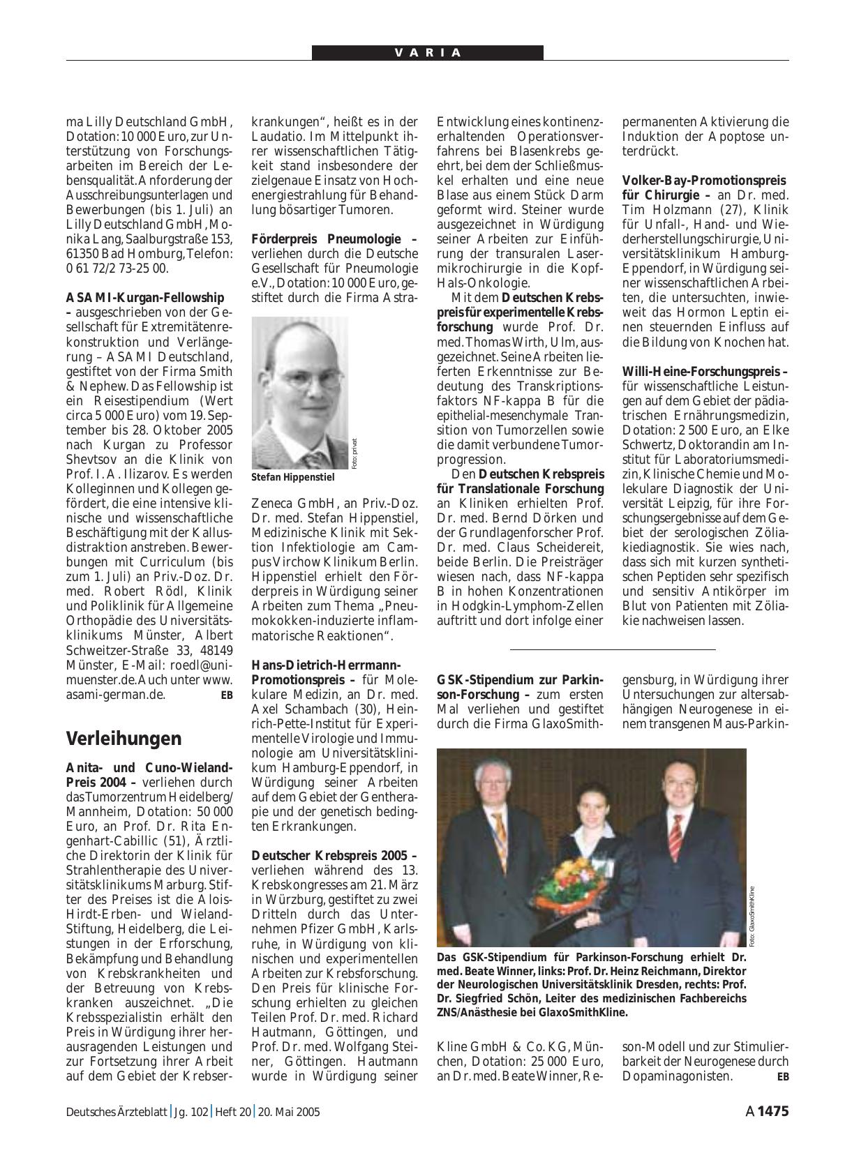Vorschauseite 1: Verleihungen