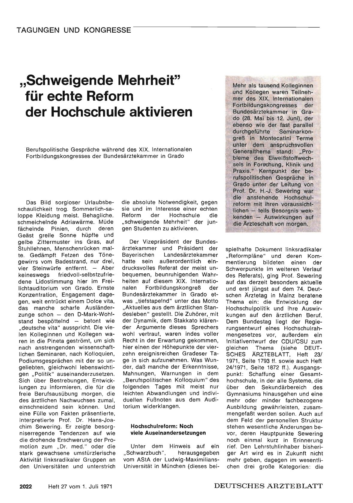 Vorschauseite 1: „Schweigende Mehrheit" für echte Reform der Hochschule aktivieren